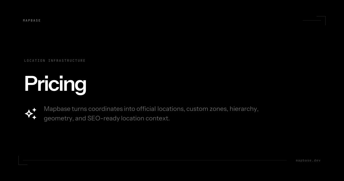 Pricing · Mapbase